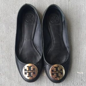 Tory Burch Black and Gold Flats